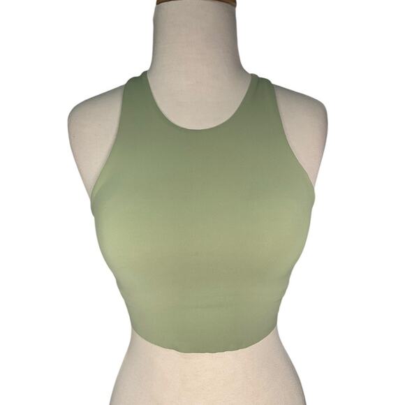 Nike Yoga Cropped Dri-Fit Sage Green Racerback Crop Top Size Small Tight Fit - Picture 9 of 9